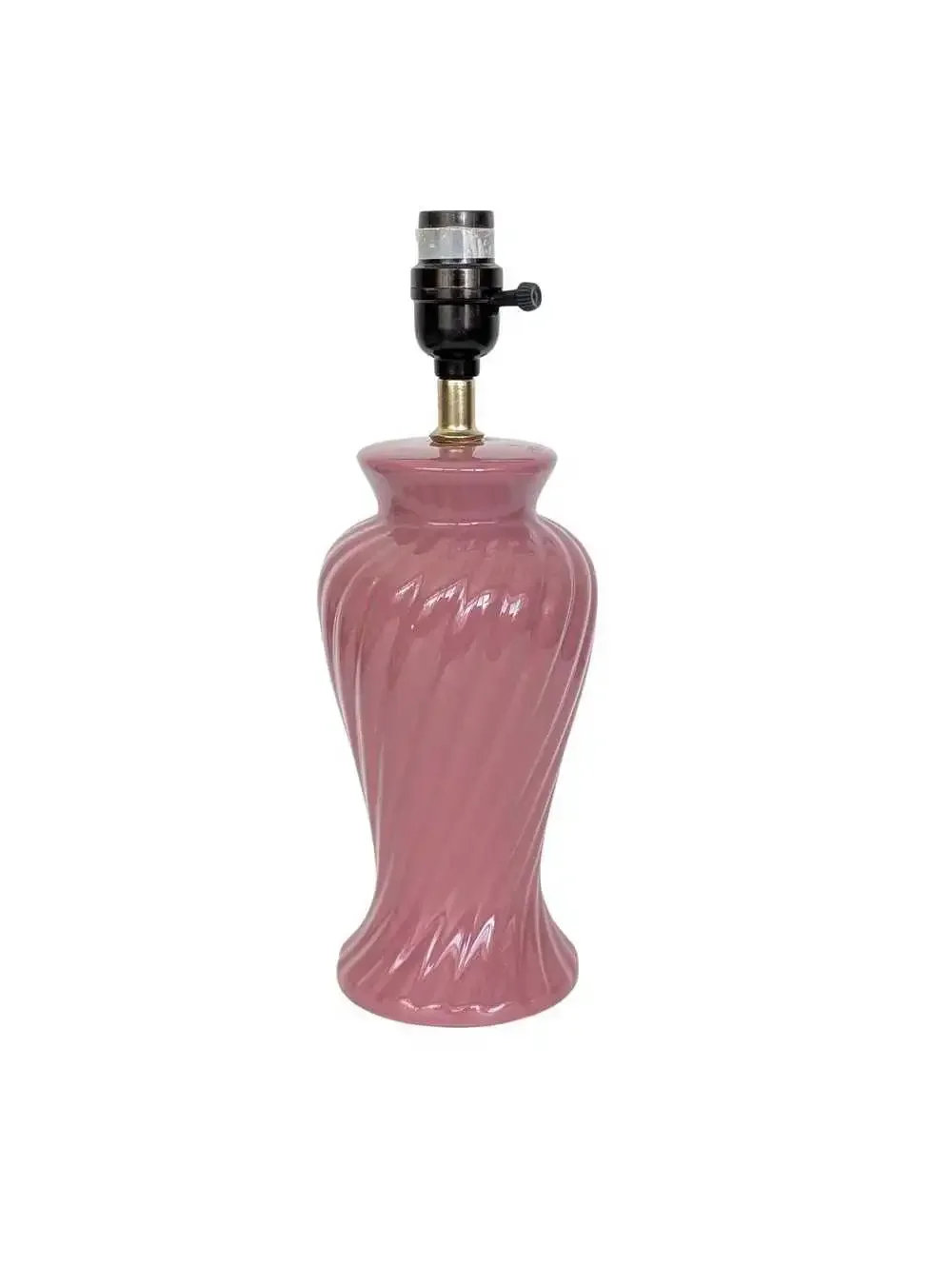 1980s Vintage Mauve Pink Swirl Table Lamp